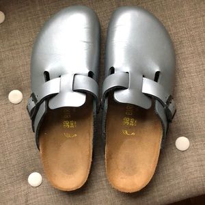 Birkenstock Boston Vegan Silver Clogs